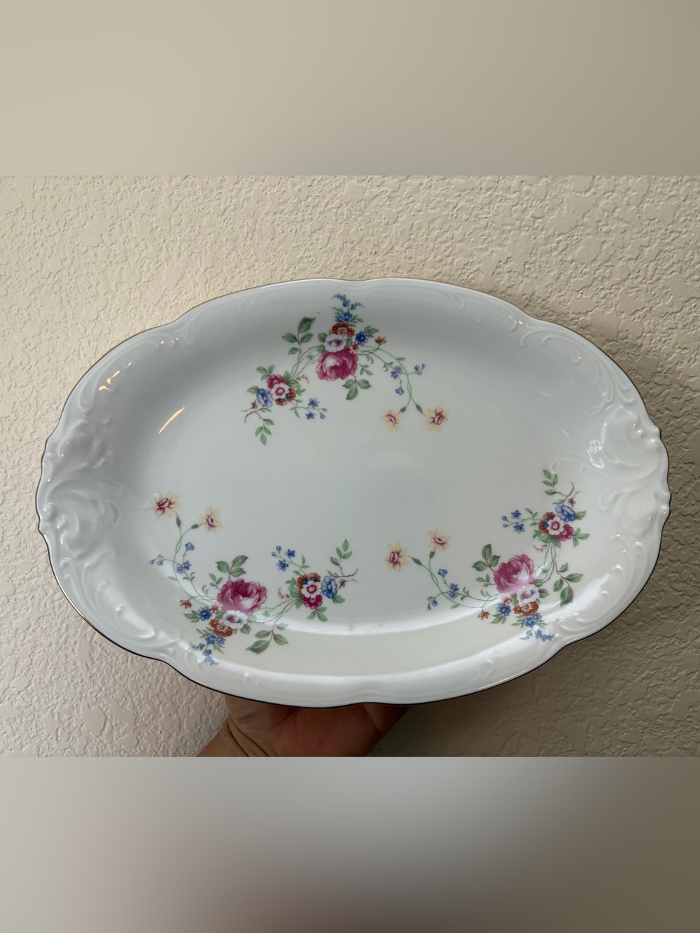 VTG Wawel Rose Garden 13” Oval Serving Platter - Made in Poland
